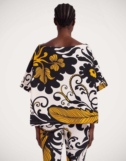 La Doublej Meditation Tee Marea Black & White In Stretch Fleece