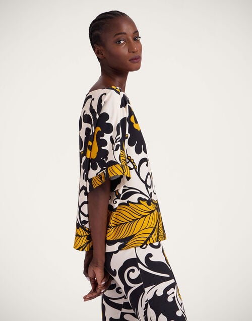 La Doublej Meditation Tee Marea Black & White In Stretch Fleece