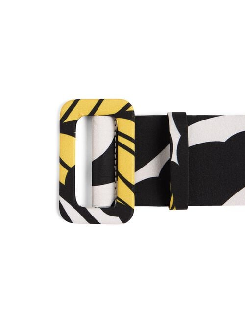 La Doublej Medium Belt Marea Black & White In Light Faille