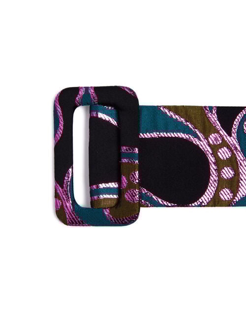 La Doublej Medium Belt Spritz Blue Petrol In Jacquard