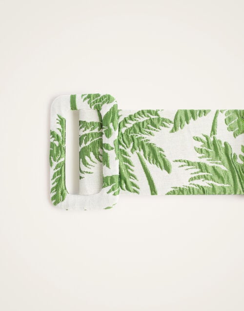 La Doublej Medium Belt Tropicana White In Jacquard Matelassé