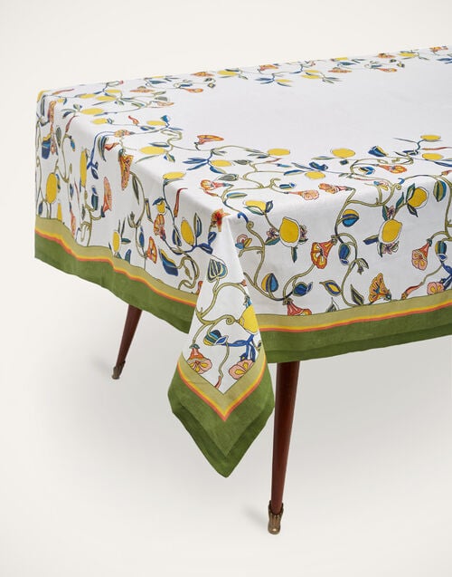 La Doublej Medium Tablecloth Borboni White In Linen