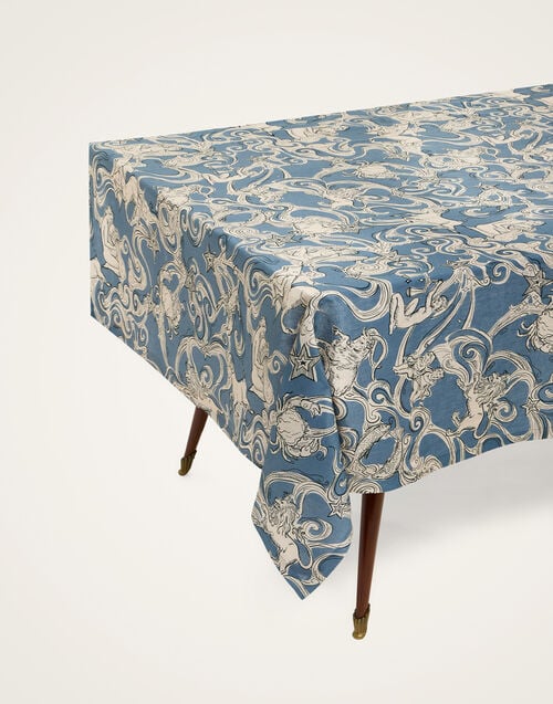 La Doublej Medium Tablecloth Cosmos Light Blue In Linen