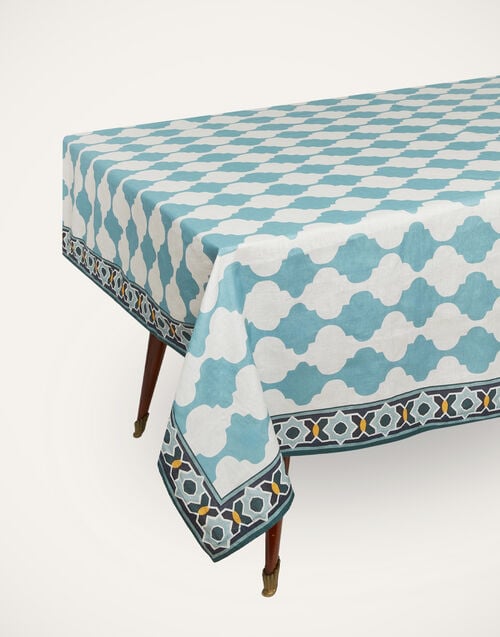 La Doublej Medium Tablecloth Plaza Sky Blue In Linen