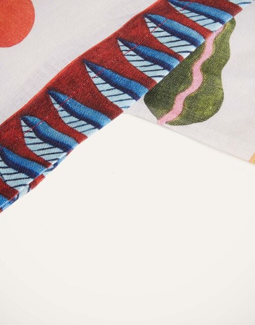 La Doublej Medium Tablecloth White Turning Tulips In Linen