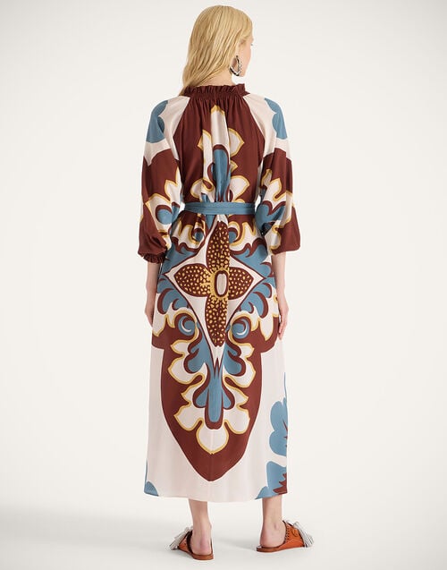 La Doublej Midi Cerere Shirt Dress Palazzo Placée Chocolate In Crepe De Chine