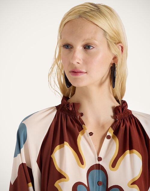 La Doublej Midi Cerere Shirt Dress Palazzo Placée Chocolate In Crepe De Chine