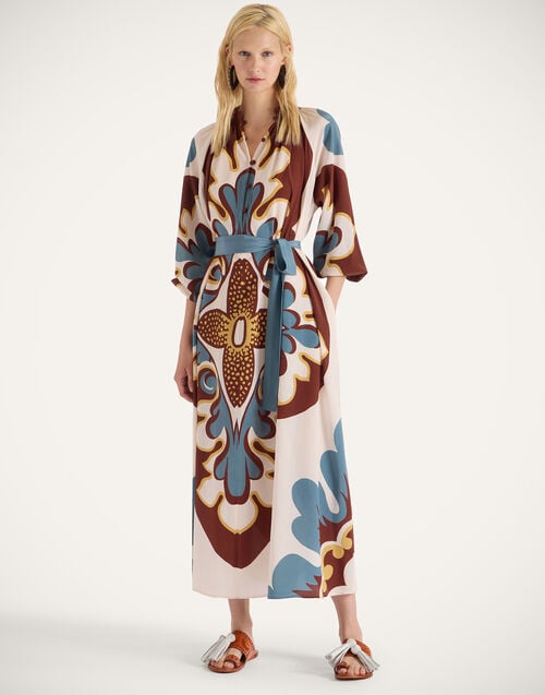 la doublej Midi Cerere Shirt Dress Palazzo Placée Chocolate in Crepe De Chine