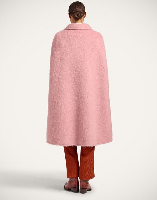 La Doublej Milano Cape Coat Solid Pink In Hairy Coat Wool