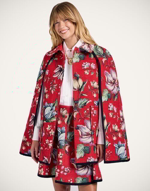 la doublej Milano Mini Cape Honolulu Red in Jacquard