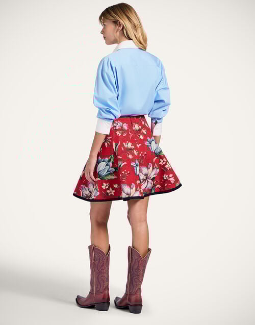 La Doublej Mini Dolce Vita Skirt Honolulu Red In Jacquard