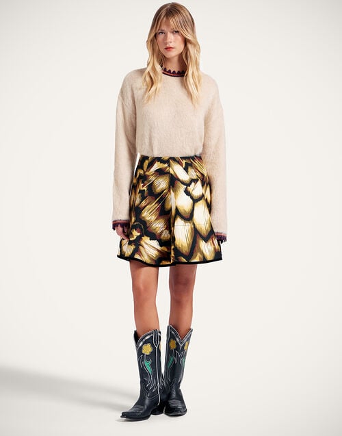 la doublej Mini Dolce Vita Skirt Monarch Black in Cady Wool