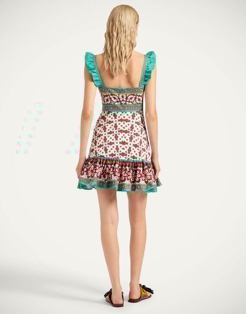 La Doublej Mini Gingerbread Dress Pagoda Placée Rust In Flat Cotton Stretch