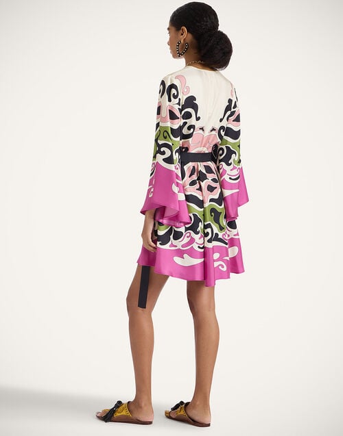 La Doublej Mini Magnifico Dress Phoenix Placée Pink In Silk Twill