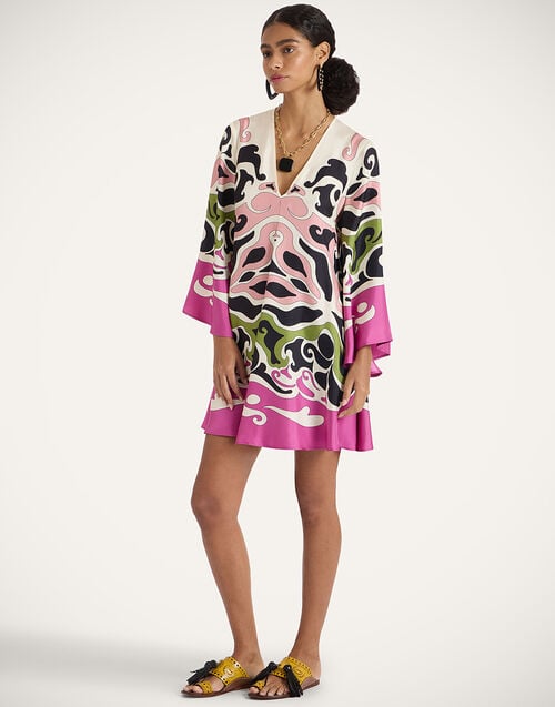 La Doublej Mini Magnifico Dress Phoenix Placée Pink In Silk Twill