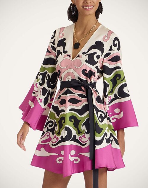 La Doublej Mini Magnifico Dress Phoenix Placée Pink In Silk Twill