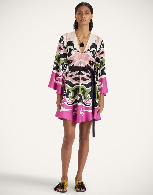 la doublej Mini Magnifico Dress Phoenix Placée Pink in Silk Twill