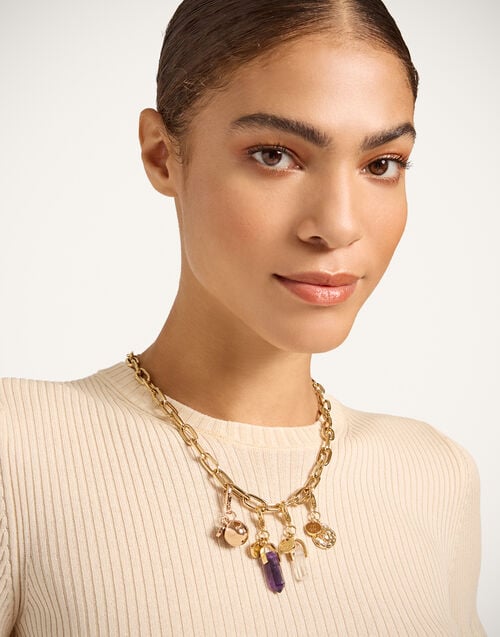 la doublej Mini Pillar Charm 24k Gold Plate & Amethyst