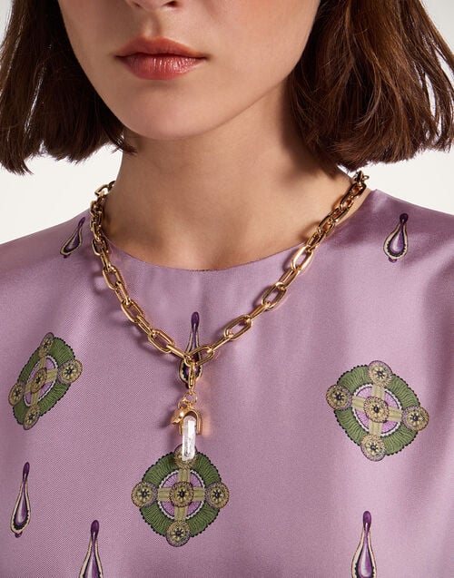 la doublej Mini Pillar Charm 24k Gold Plate & Clear Quartz