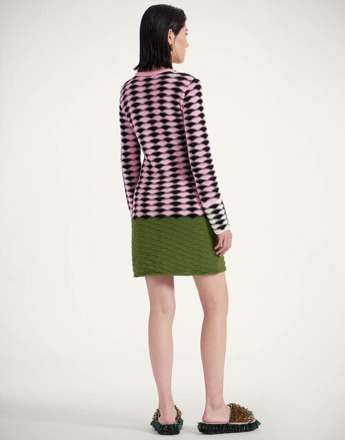 La Doublej Mini Sunset Dress Multicolor Pink & Green In Cotton Knit