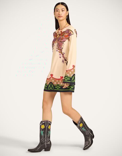 La Doublej Mini Supremes Swing Dress Mariposa Placée Ivory In Envers Satin