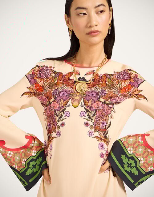 La Doublej Mini Supremes Swing Dress Mariposa Placée Ivory In Envers Satin