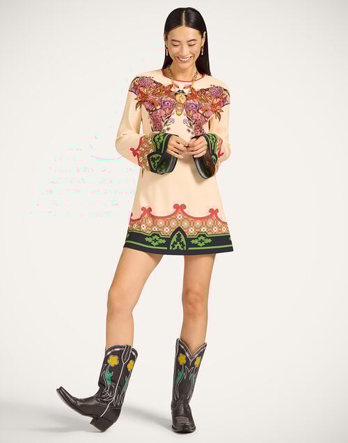 la doublej Mini Supremes Swing Dress Mariposa Placée Ivory in Envers Satin