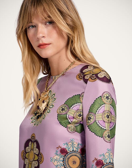 La Doublej Mini Supremes Swing Dress Nucleus Dusty Pink In Silk Twill