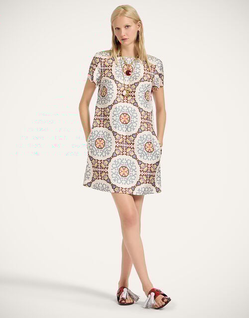 la doublej Mini Swing Dress Ballata Ivory in Silk Twill