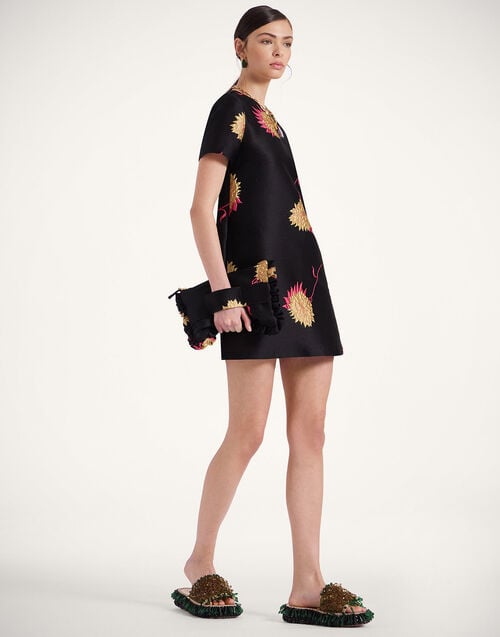 La Doublej Mini Swing Dress Derby Black In Jacquard