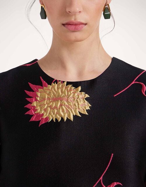 La Doublej Mini Swing Dress Derby Black In Jacquard