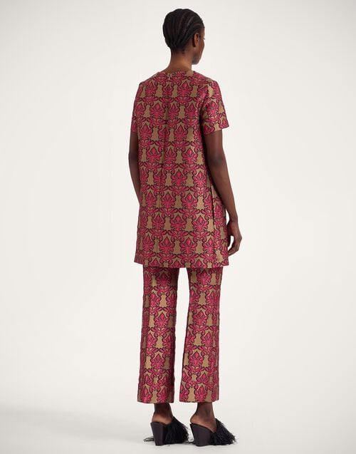 La Doublej Mini Swing Dress Herald Fuchsia In Jacquard