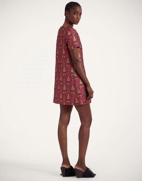 La Doublej Mini Swing Dress Herald Fuchsia In Jacquard