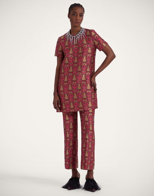 La Doublej Mini Swing Dress Herald Fuchsia In Jacquard