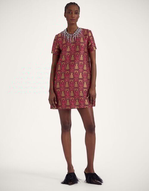 la doublej Mini Swing Dress Herald Fuchsia in Jacquard