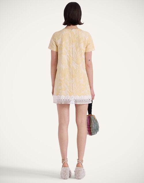 La Doublej Mini Swing Dress Iris Yellow In Jacquard
