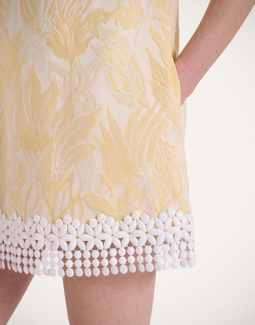 La Doublej Mini Swing Dress Iris Yellow In Jacquard