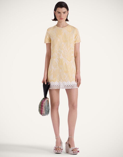 la doublej Mini Swing Dress Iris Yellow in Jacquard