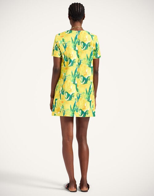 La Doublej Mini Swing Dress Zesty Yellow In Rustic Cotton