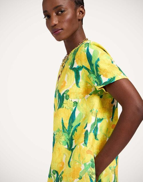 La Doublej Mini Swing Dress Zesty Yellow In Rustic Cotton