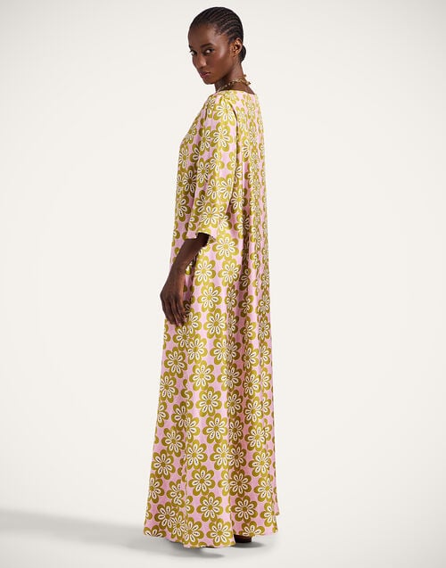 La Doublej Muumuu Dress Round Neck Caper Pink In Silk Twill