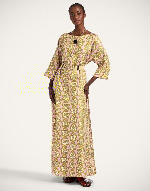 La Doublej Muumuu Dress Round Neck Caper Pink In Silk Twill