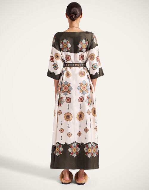 La Doublej Muumuu Dress Round Neck Nucleus Placée Off White In Silk Twill