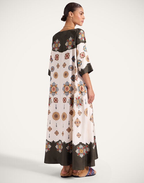 La Doublej Muumuu Dress Round Neck Nucleus Placée Off White In Silk Twill