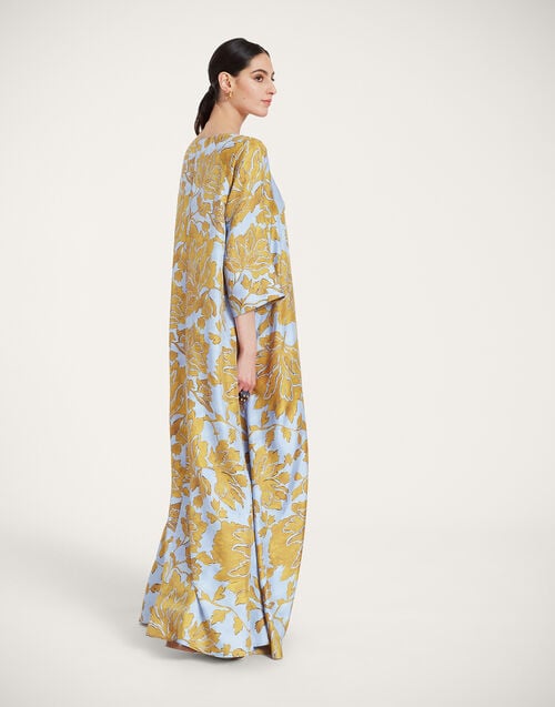 La Doublej Muumuu Dress Round Neck Tangle Light Blue In Silk Twill