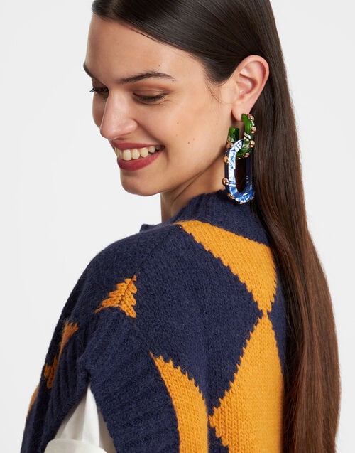 La Doublej Nefertiti Double Earrings Dark Green In Acrylic Resin