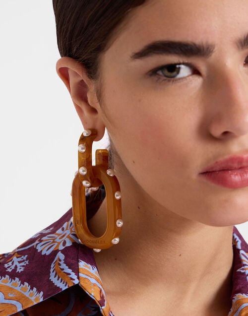 La Doublej Nefertiti Double Earrings Solid Rust In Acrylic Resin