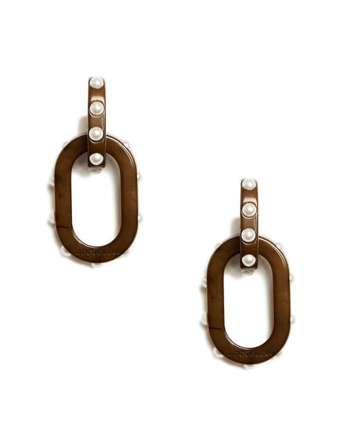 la doublej Nefertiti Double Earrings Solid Tortoiseshell in Acrylic Resin