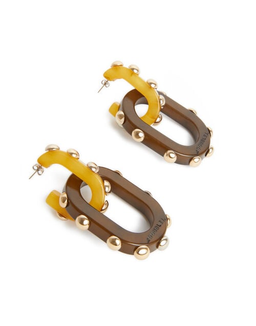 La Doublej Nefertiti Double Earrings Solid Yellow In Acrylic Resin