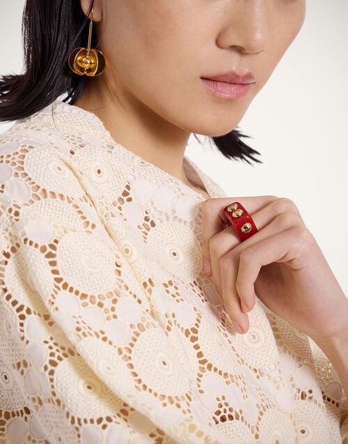 la doublej Nefertiti Ring Solid Burgundy in Acrylic Resin